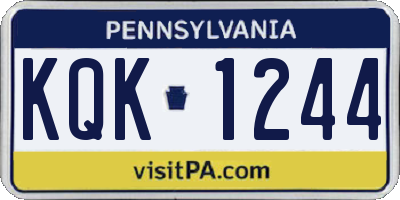 PA license plate KQK1244