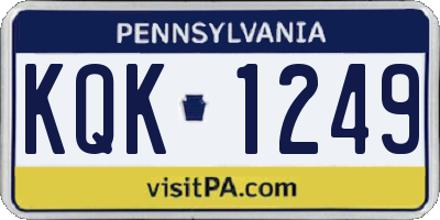 PA license plate KQK1249