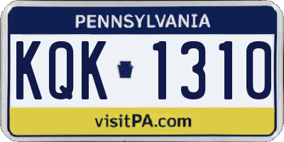 PA license plate KQK1310
