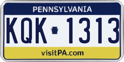 PA license plate KQK1313