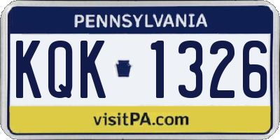 PA license plate KQK1326