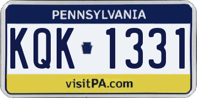 PA license plate KQK1331