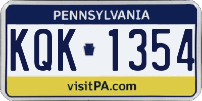PA license plate KQK1354