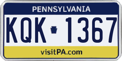 PA license plate KQK1367