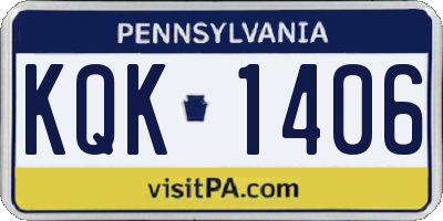 PA license plate KQK1406