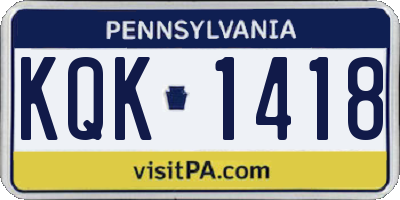 PA license plate KQK1418