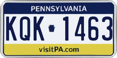 PA license plate KQK1463