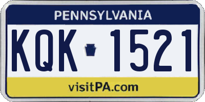 PA license plate KQK1521