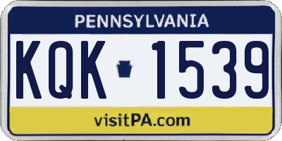 PA license plate KQK1539
