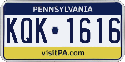 PA license plate KQK1616