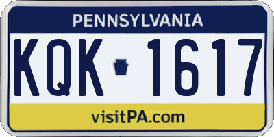 PA license plate KQK1617