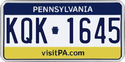 PA license plate KQK1645