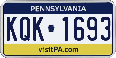 PA license plate KQK1693