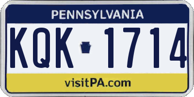 PA license plate KQK1714