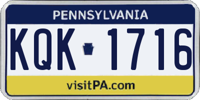 PA license plate KQK1716
