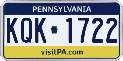 PA license plate KQK1722