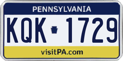 PA license plate KQK1729