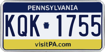 PA license plate KQK1755