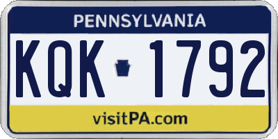 PA license plate KQK1792