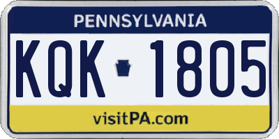 PA license plate KQK1805