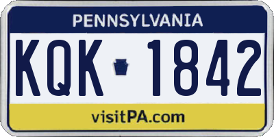PA license plate KQK1842
