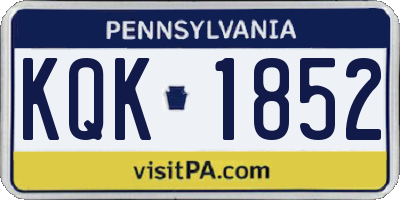 PA license plate KQK1852