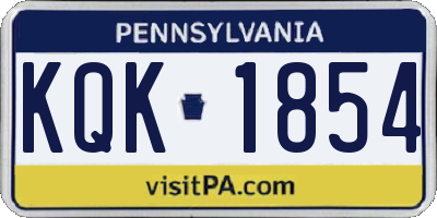 PA license plate KQK1854