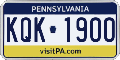 PA license plate KQK1900