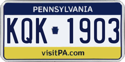 PA license plate KQK1903