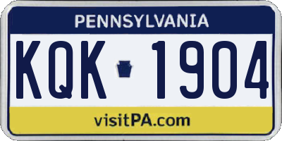 PA license plate KQK1904