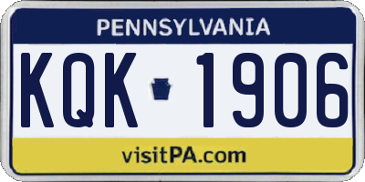 PA license plate KQK1906