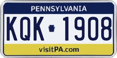 PA license plate KQK1908