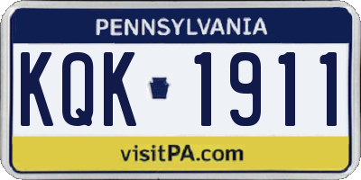 PA license plate KQK1911