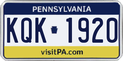 PA license plate KQK1920