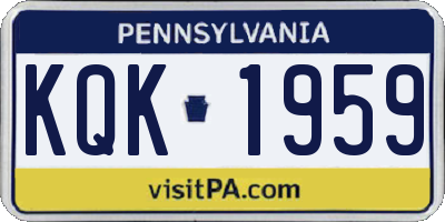PA license plate KQK1959