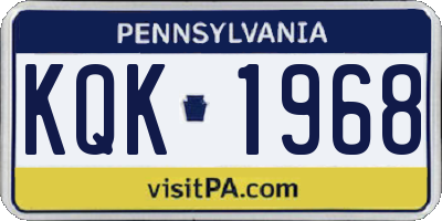 PA license plate KQK1968