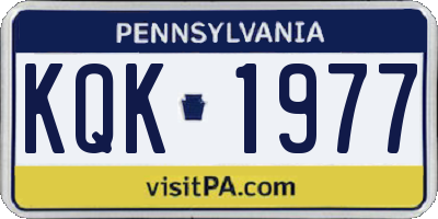 PA license plate KQK1977