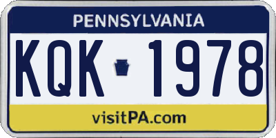 PA license plate KQK1978
