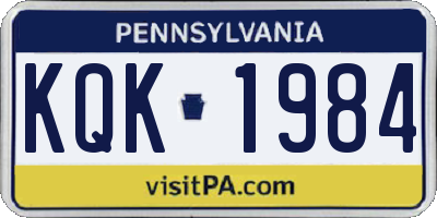 PA license plate KQK1984