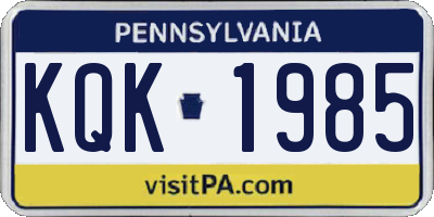 PA license plate KQK1985