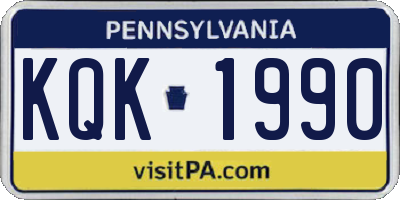 PA license plate KQK1990