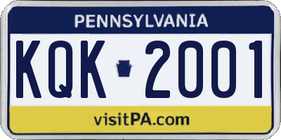 PA license plate KQK2001