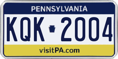 PA license plate KQK2004