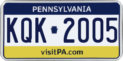 PA license plate KQK2005