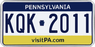 PA license plate KQK2011