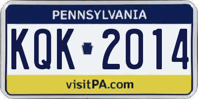 PA license plate KQK2014