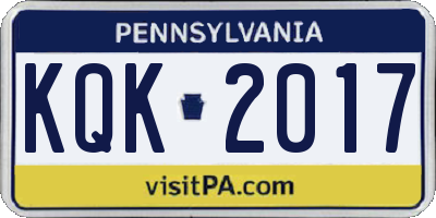 PA license plate KQK2017