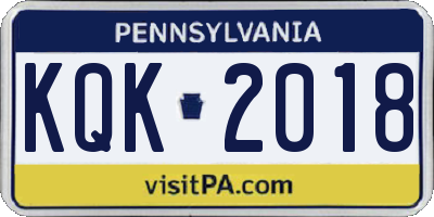 PA license plate KQK2018
