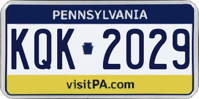 PA license plate KQK2029