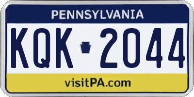 PA license plate KQK2044